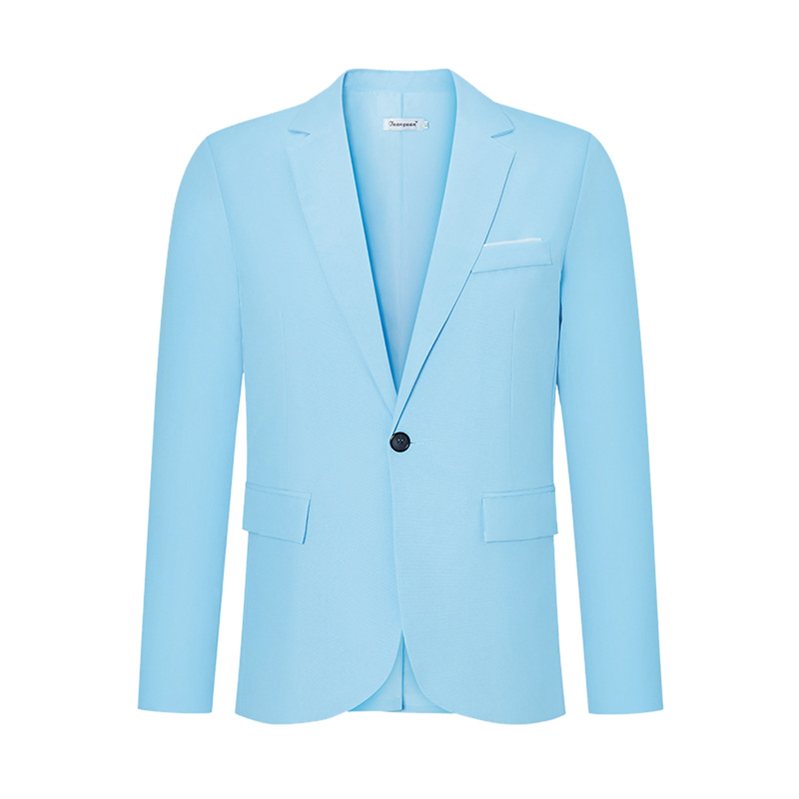 Quealent Men's Casual Knit Blazer Slim Fit Lightweight Sport Coat Two Button Suit Jackets (Blue,L)